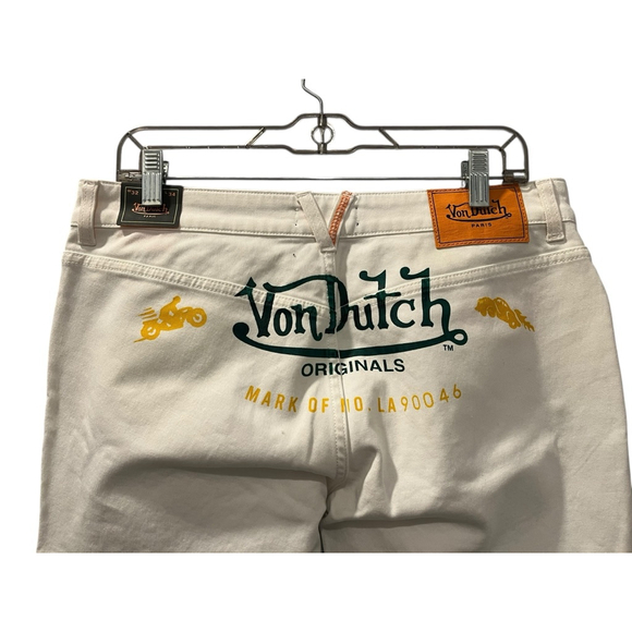 Vintage NWT Von Dutch Flare Logo Denim Jeans Size 32 Motorcycle Y2K Dead Stock - Picture 8 of 11